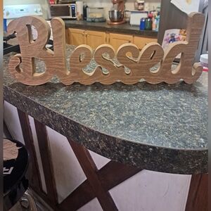 Blessed wooden wall decor or shelf